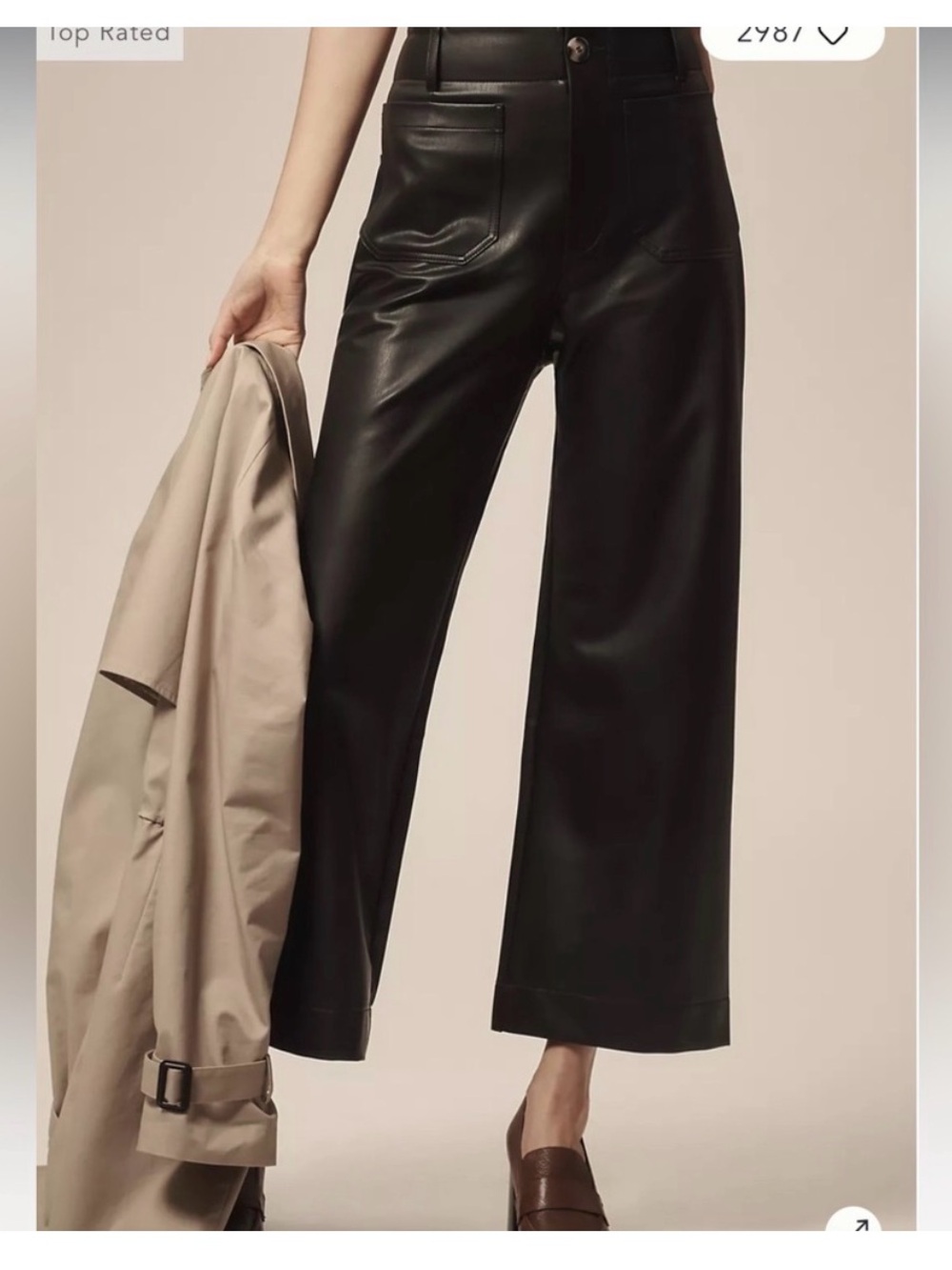 Maeve Black Wide-Leg Faux Leather Pants